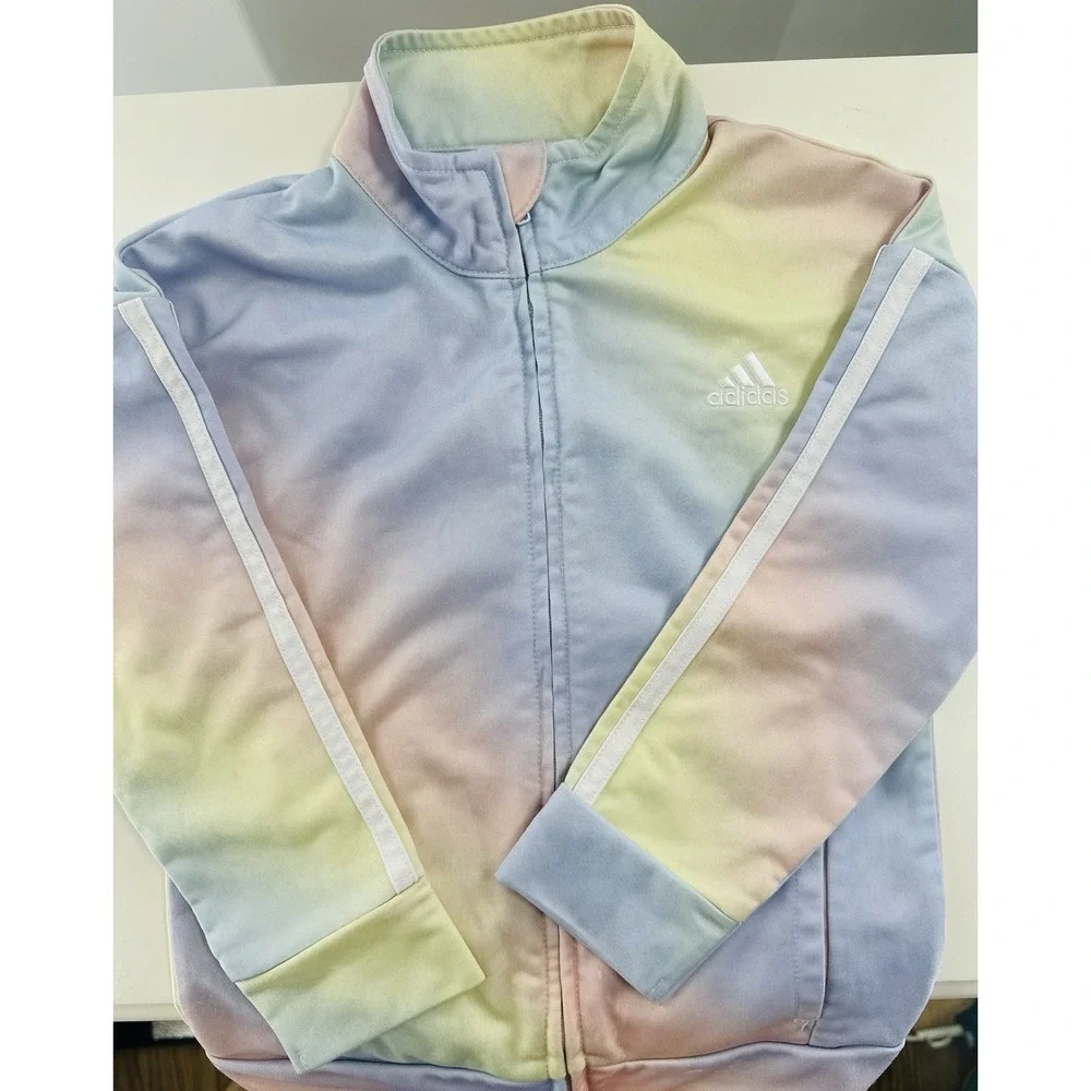 ADIDAS Track Suit‎ Jacket Zip Up Ombre Pastel Rainbow Tie Dye Size 5 Toddler
